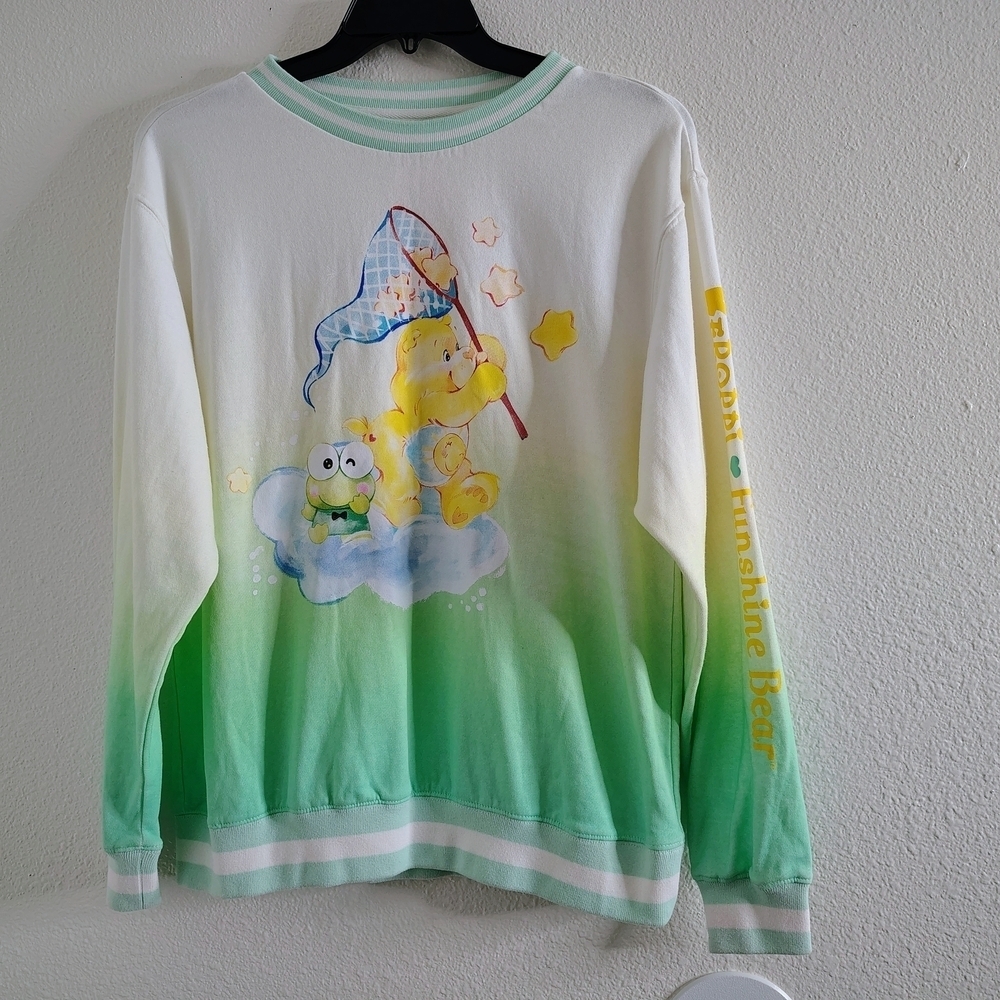 Hello Kitty x Care Bears Keroppi Funshine Bear Sweatshirt Size M Green Ombre